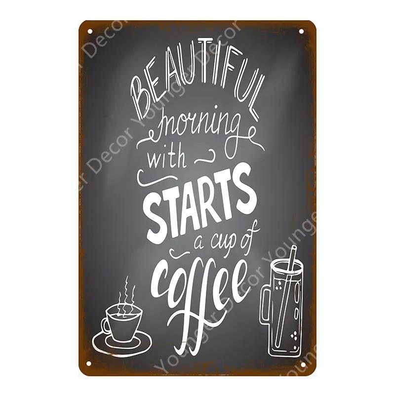 Coffee Menu Plaque Home Bar Cafe Vintage Wall Decor Art Metal Tin Signs Pub Tavern Retro Decorative Plates Metal Poster YJ177