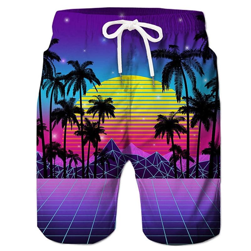 Men's Coconut Tree Graphic Prints Swim Trunks Swim Shorts Board