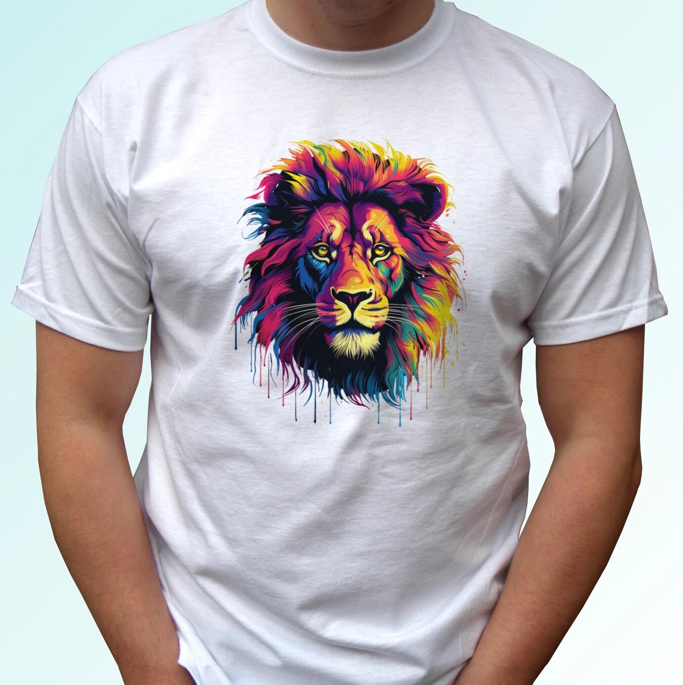 

Lion kids boys T-Shirt leo tee top paint animal art cat gift s s kids baby sizes 120