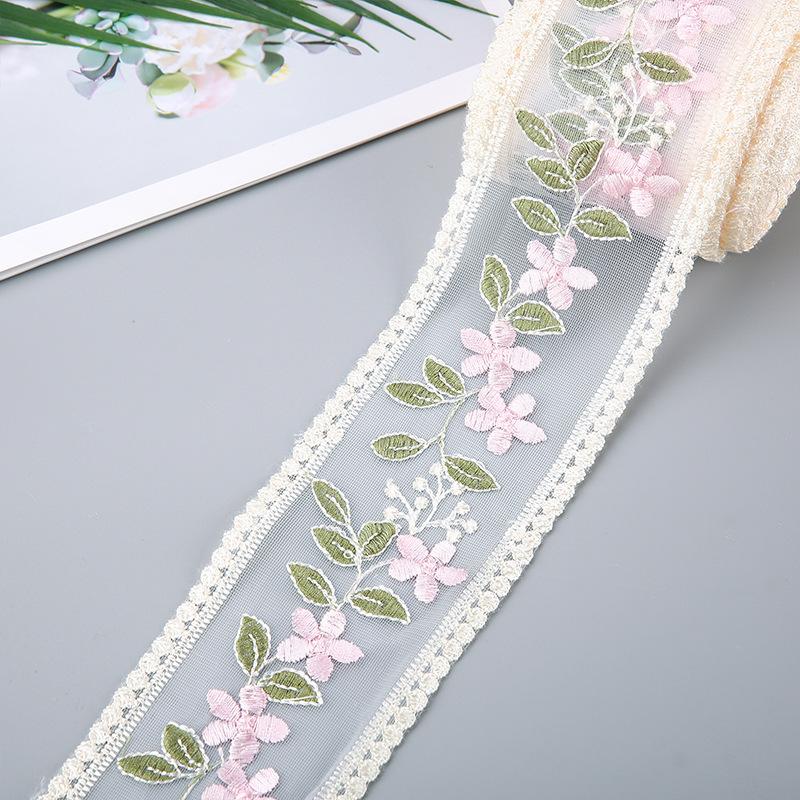5 Yards Flower Embroidery Lace Ribbon For Bow Making Clothing Decor Sewing Fabric Craft Supplies Needlework Accessories