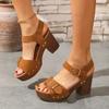 Fashion Buckle Strap Women's Sandals  Sale Peep Toe Office and Career Summer Plus Size Solid Heels