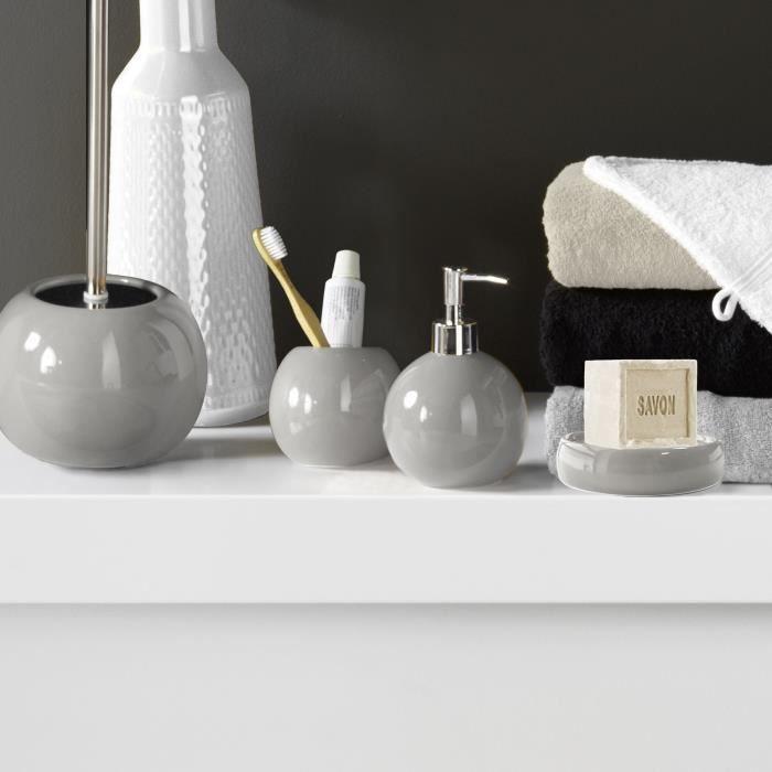 Porte Savon - Bulleas - 10 Cm - Céramique - Gris Clair - 3.5 Cm