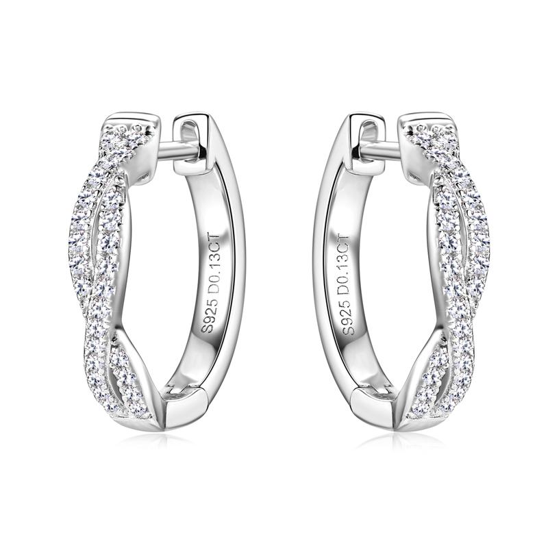 Lab Grown Diamond Earrings 925 Sterling Silver Moissanite Twisted Infinity Hoop Earrings Jewelry Gifts Earrings  Bulk