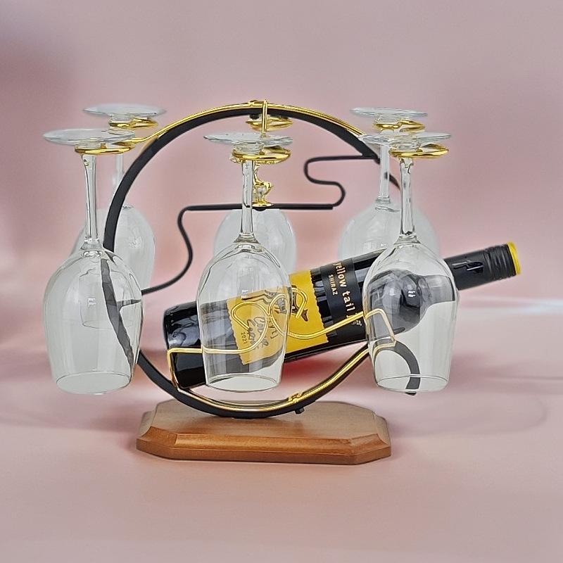 Suport pentru pahar pentru vin și șampanie cu flori răsucite retro, roșu, design cu picior înalt inversat