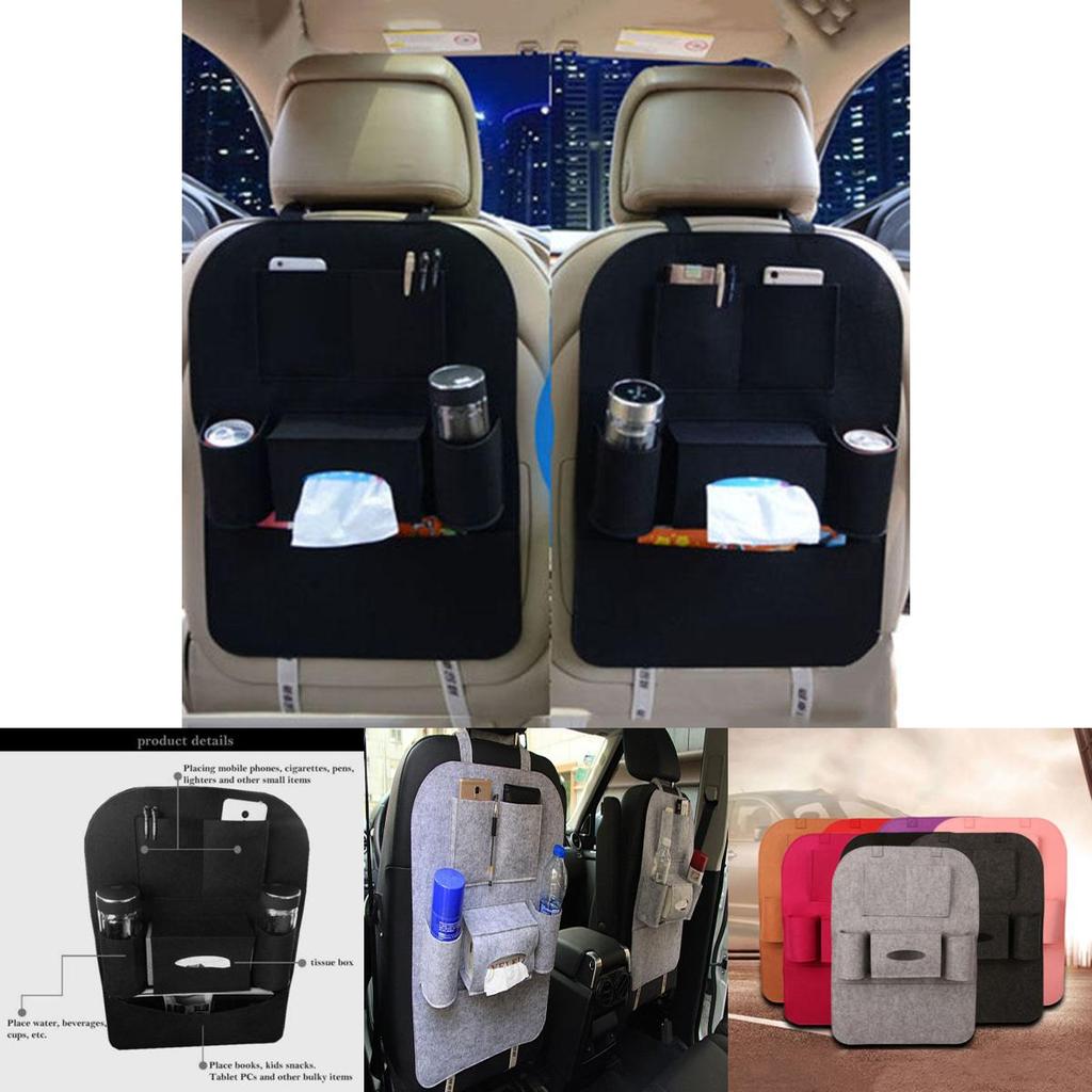 Elegant Black Auto Car Seat Back Organizer With Multi-pocket Storage For Effortless Organization