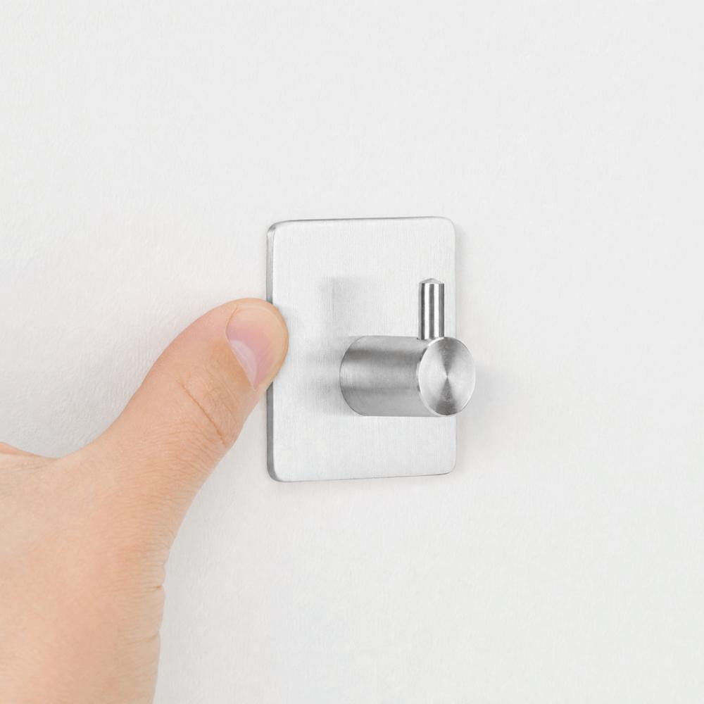 2 PCS Stainless Steel Adhesive Hook Silver Towel Hook Practical Coat Hook  Home Supply