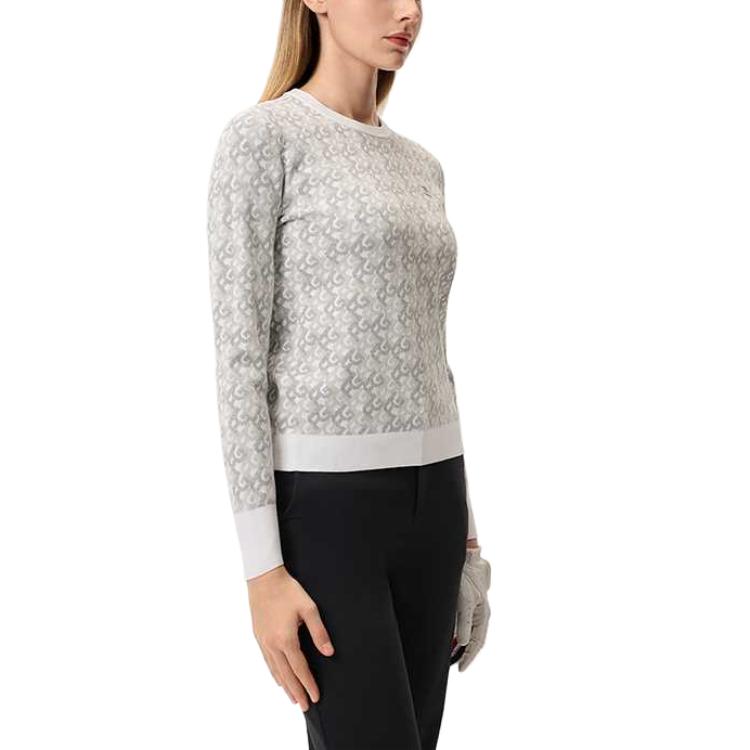 FILA Golf Series Comfortable Soft Warm Round Neck Long Sleeve Knit Sweater Women tops Gray A11W515404F-ZA