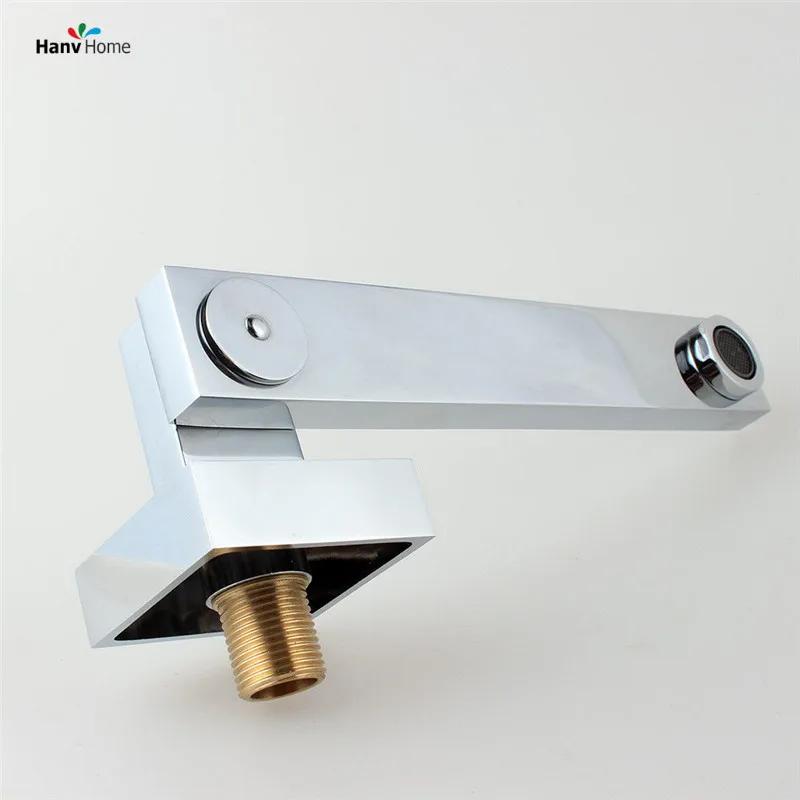 Solid Bass Wall Outlet Wall Mounted Shower Spout Bath Tub Shower Mixer Faucet Spout Filler 180 degree Folding