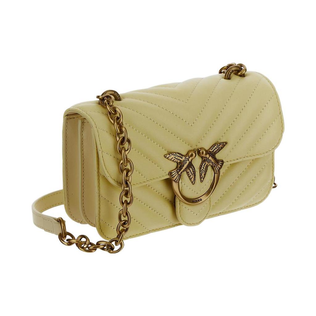 New PINKO Leather Shoulder Bag, Crossbody Bag Mini Women's Yellow 100048-A14Q-C08Q