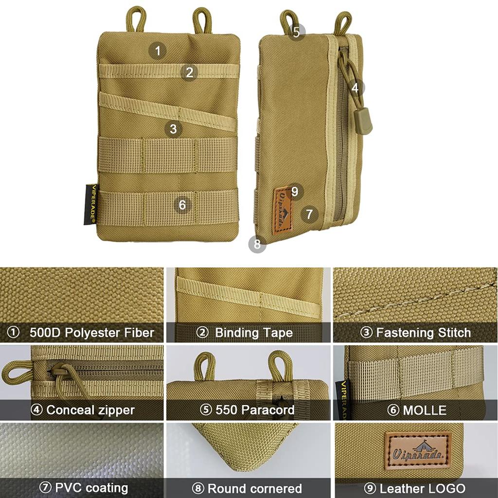 VIPERADE VE3 Pocket Organizer for Nylon EDC Organizer with 4 Tool Storage EDC Pouches for Pocket Tactical and Notebooks EDC Pocket Organizer Men,