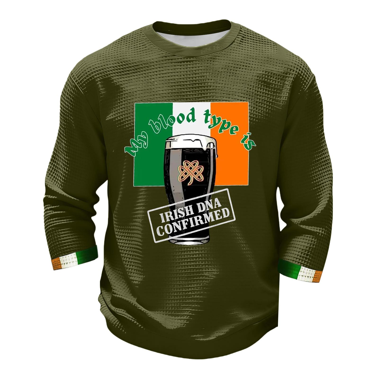 

Men s Fashion Long Sleeve T-Shirt St. Patrick s Day Shirt L армия зеленый