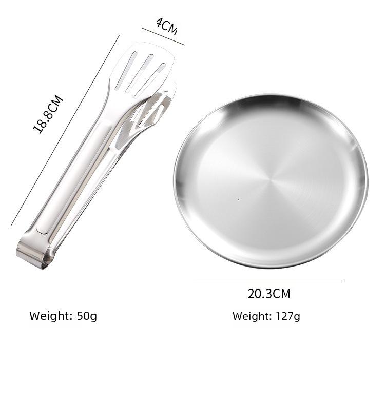 Set de tacâmuri de exterior din oțel inoxidabil cu cuțit, furculiță, lingură și pungă de pânză