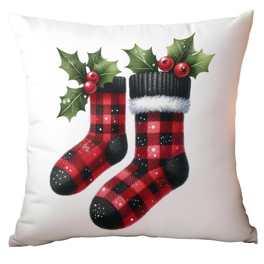 New Christmas Pillow Cover Red Plaid Creative Print Home Living Room Sofa Pillow Cover Premium Durable Quality