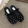 Baotou half slippers women's summer wear rhinestones gentle ballet flat Mary Jane single shoes