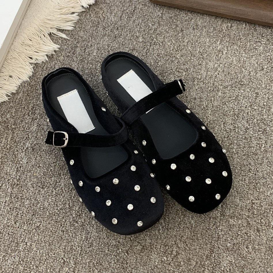 

Баотоу полутапочки женские летние новые стразы вечерний фея ветер нежные балетки Мэри Джейн одинарные туфли 39