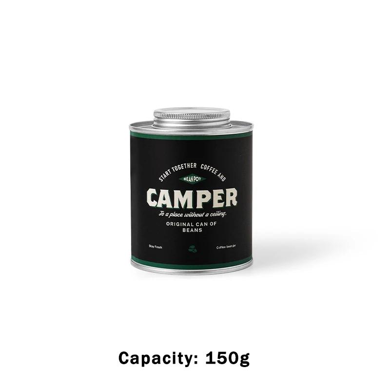 150 г200 г портативная герметичная банка для кофейных зерен походная жестяная коробка банка для хранения пищевая свежая дышащая железная банка чёрный 939₽