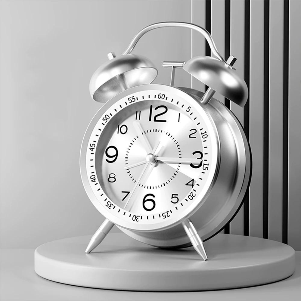 Twin Bell Loud Alarm Clock with Night Light Metal Frame Battery Operate Loud Desk Table Alarm Clock for Bedrooms Bedside Gifts
