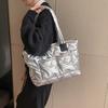 Large-capacity cotton clothing bag women's 2025 new Korean version solid color simple women's shoulder messenger bag commuter tote bag