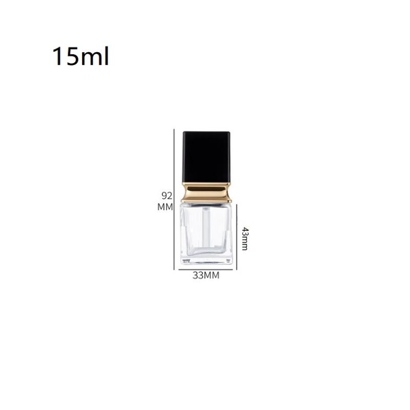 15-40Ml Empty Pump Bottle Glass Liquid Foundation Container Makeup Transparent Square Refillable Bottle Portable Pump Bottle 15ML