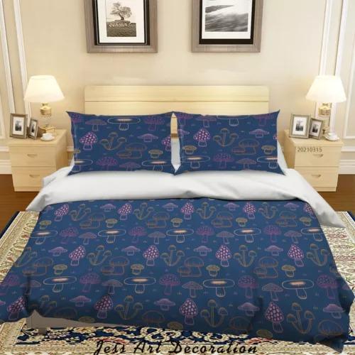 

Comforter Psychedelic Mushroom Bedding Set Decoration Gift Suitable For Children Boys Girls And Adults Soft And Breathable Comforter (quilt)-EU Single(135*200cm)3pcs