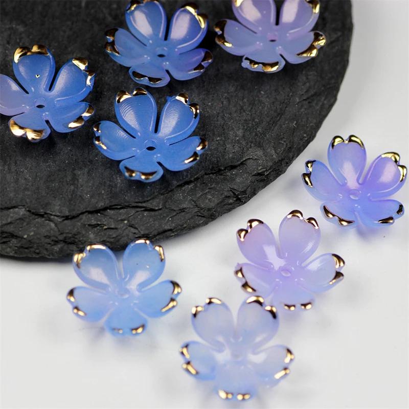 50Pcs/Lot 19MM New Torus Acrylic Flower Beads Petals Charm Connectors Diy Earrings hair Jewelry Making Resin Acessories