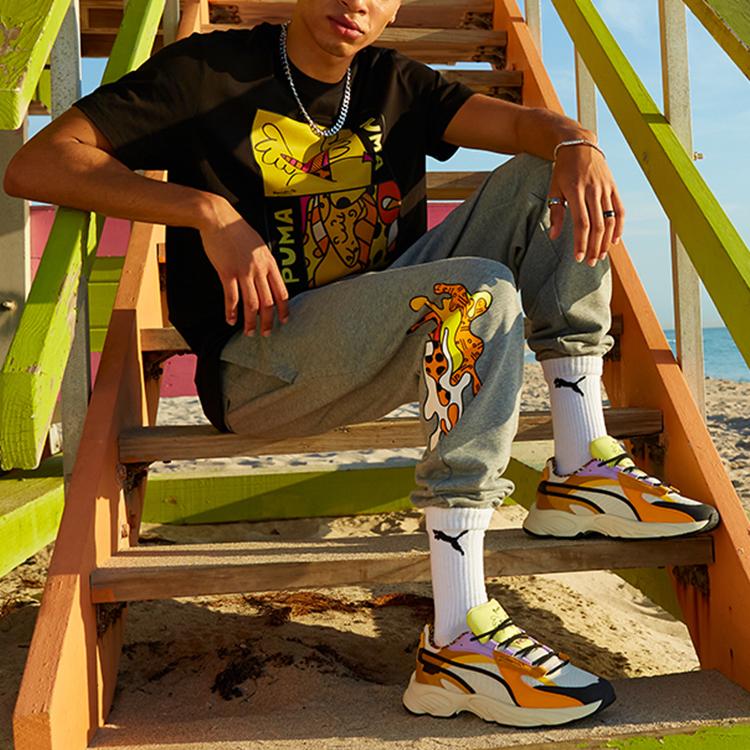 Puma X Britto Fun Print Sport Round Neck Short Sleeve T-Shirt Unisex Tops Black 532234-01