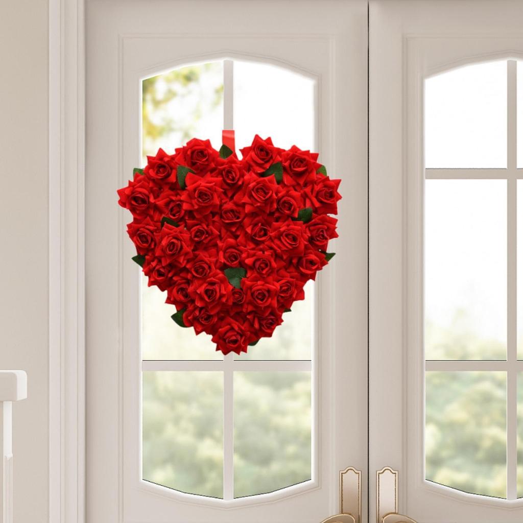 Valentine's Day Wreath 15 inch Love Heart Wreath Door Wreath for Indoor Outdoor