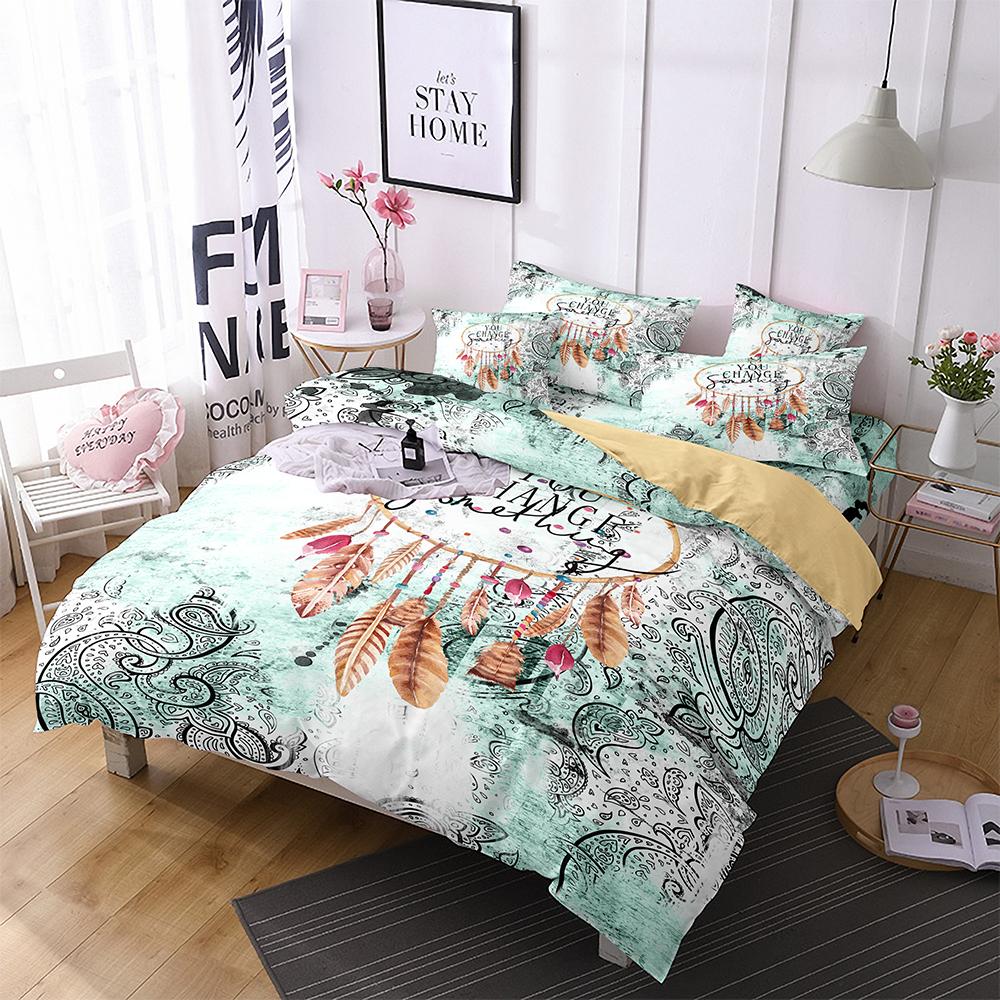 Bohemian Bedding Set Boho Flowers Duvet Cover Exotic Nationality Pillowcases Queen King for Woman Couple Bedroom Decorations