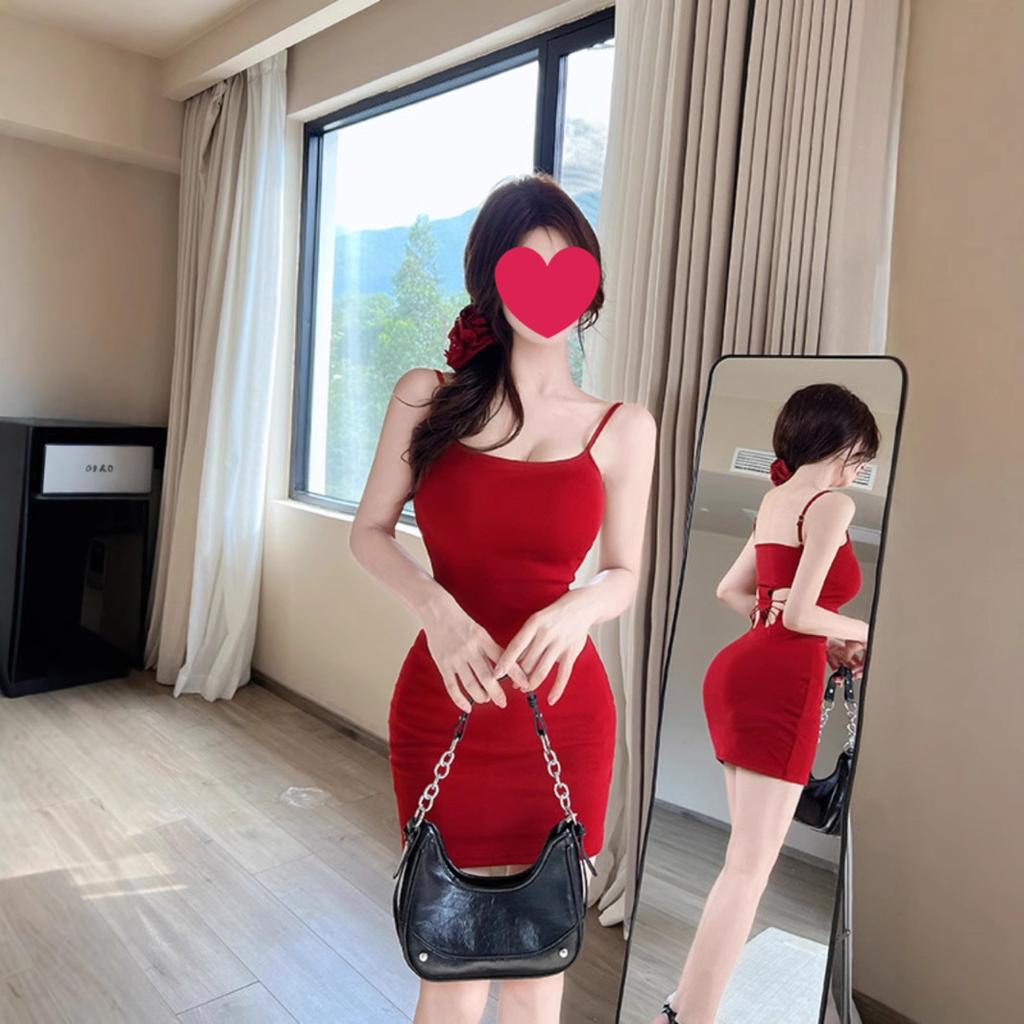 Sweet and Spicy Dress, Waist-cinching Sexy Backless Butterfly Spaghetti Strap Dress for Women, Petite and Elegant Pencil Skirt