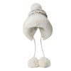 Autumn and Winter Cute Bear Fur Ball Plush Knitted Hat for Women Korean Style Ins Thickened Warm Ear Protection Cold Proof Woolen Hat