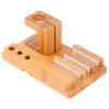 Multifunctional Bamboo Watch Holder Desktop Phone Rack Laptop Storage Organizer for Home Office