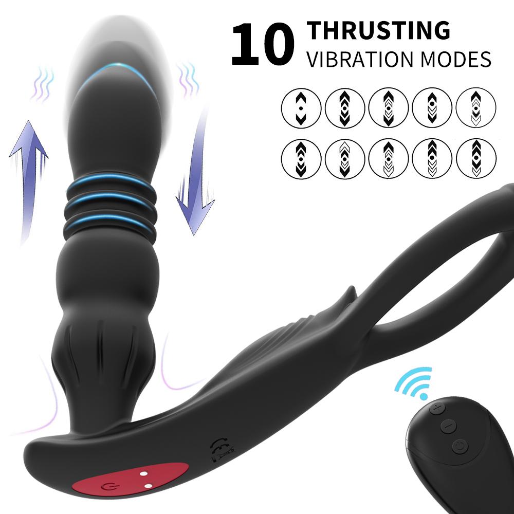 Telescopic Male Prostate Massager Silicone Dildo Vibrator Female Sex Toys For Women Men Remote Control Anal Butt Plug Vibrators