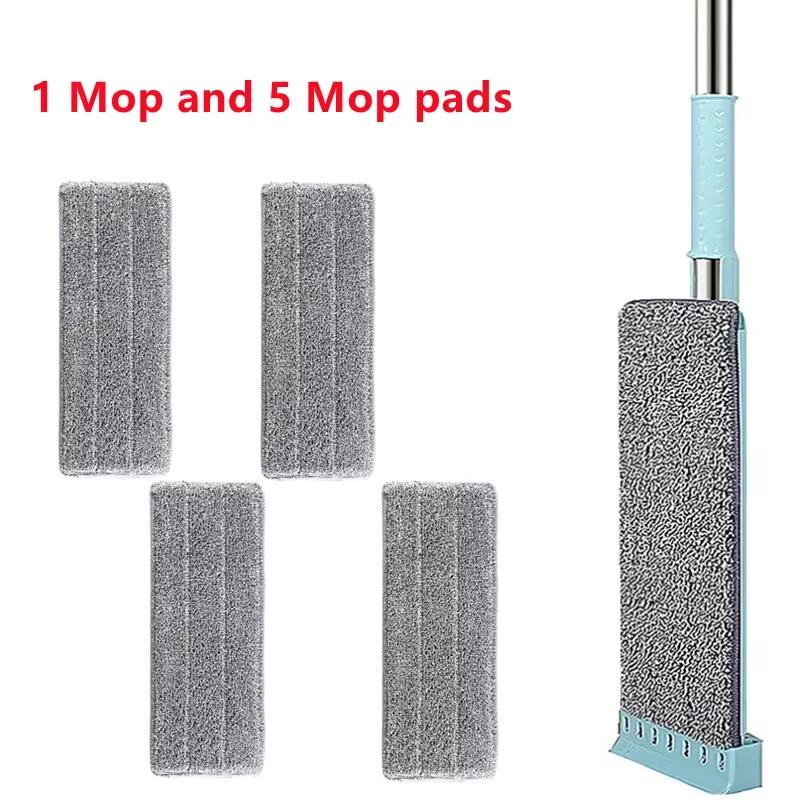 

Вращающаяся на 360° плоская швабра, швабры для пола с отжимом, швабра из микрофибры для ленивой мойки пола без помощи рук, бытовые инструменты для уборки 1PC+5Cloth