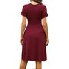 Casual Women's Summer Dress With Pockets V-neck Short Sleeve Midi Dress