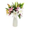 Green 3D Touch Faux Lily Bouquet - Multi-headed Flowers for Wedding and Home Decor.