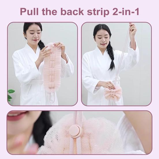 Bath Towel Nylon Back Scrubber Exfoliating Body Scrubber Men Women Shower Loofah Scrubber Quick-Drying Cleaning Towel