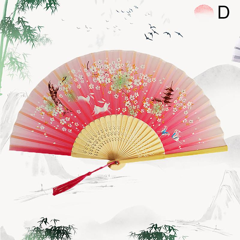 Vintage Silk Folding Hand Fan Chinese Bamboo Fans Craft Gifts Women Dance Performance Props Home Decoration Ornaments