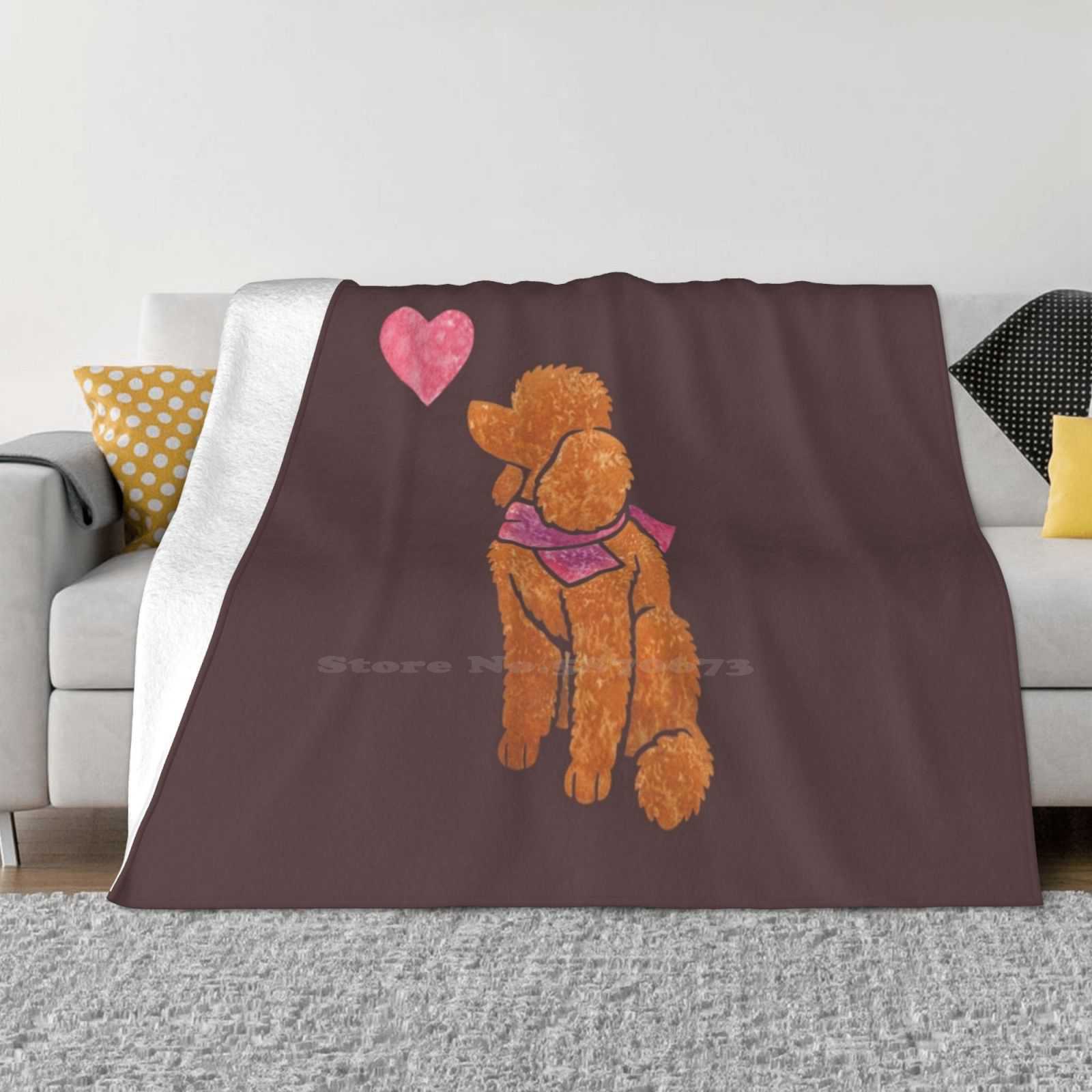 Watercolour Poodle ( Apricot ) Creative Design Comfortable Warm Flannel Blanket Caniches Standard Poodle Poodle Dog Caniche 30x40in