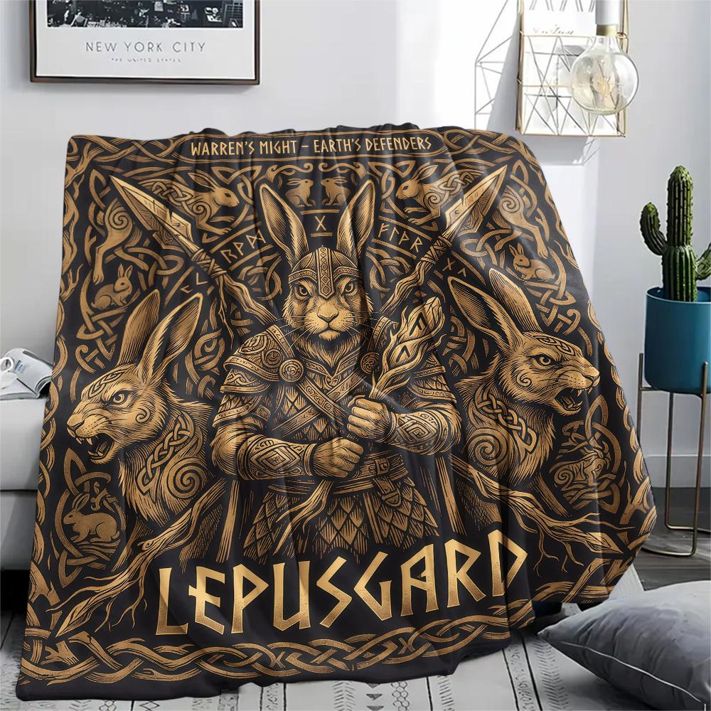 Viking retro animals Print Flannel Blanket,High quality Comfortable for All Seasons,Home Decor,Warmth and Comfort,Perfect for Christmas Gifts