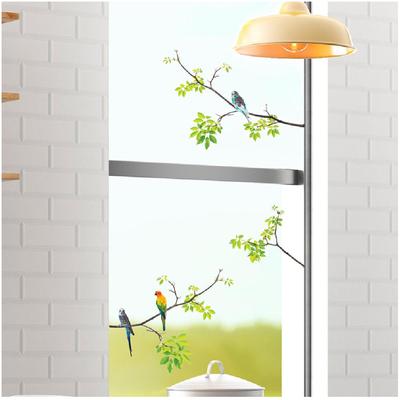 [R5021] – Mehrfarbige grüne Fensteraufkleber „Sittiche“ – 40 x 30 cm (2 Stück)