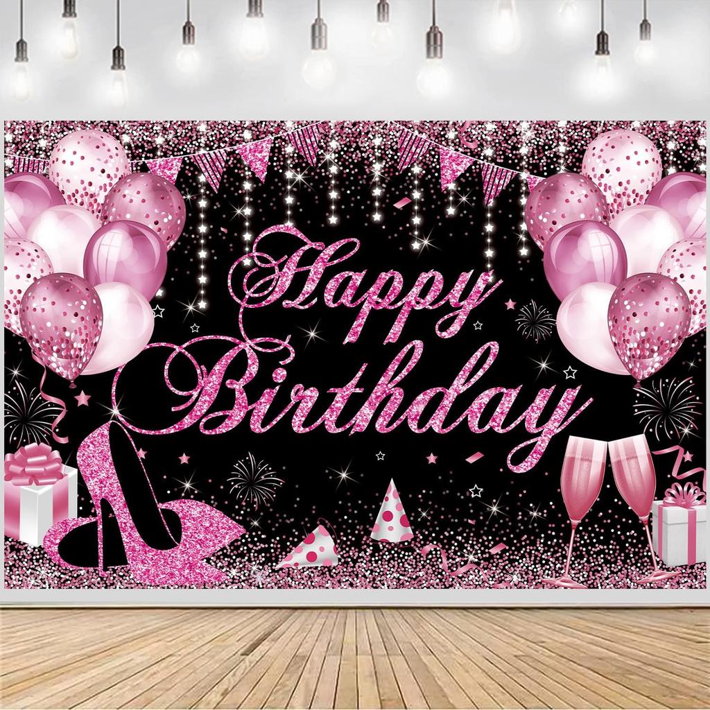 Happy Birthday Banner - Birthday Decorations for Men Women Boys Girls Blue Sliver Birthday Party Banners Welcome Happy Birthday Background Sign Theme
