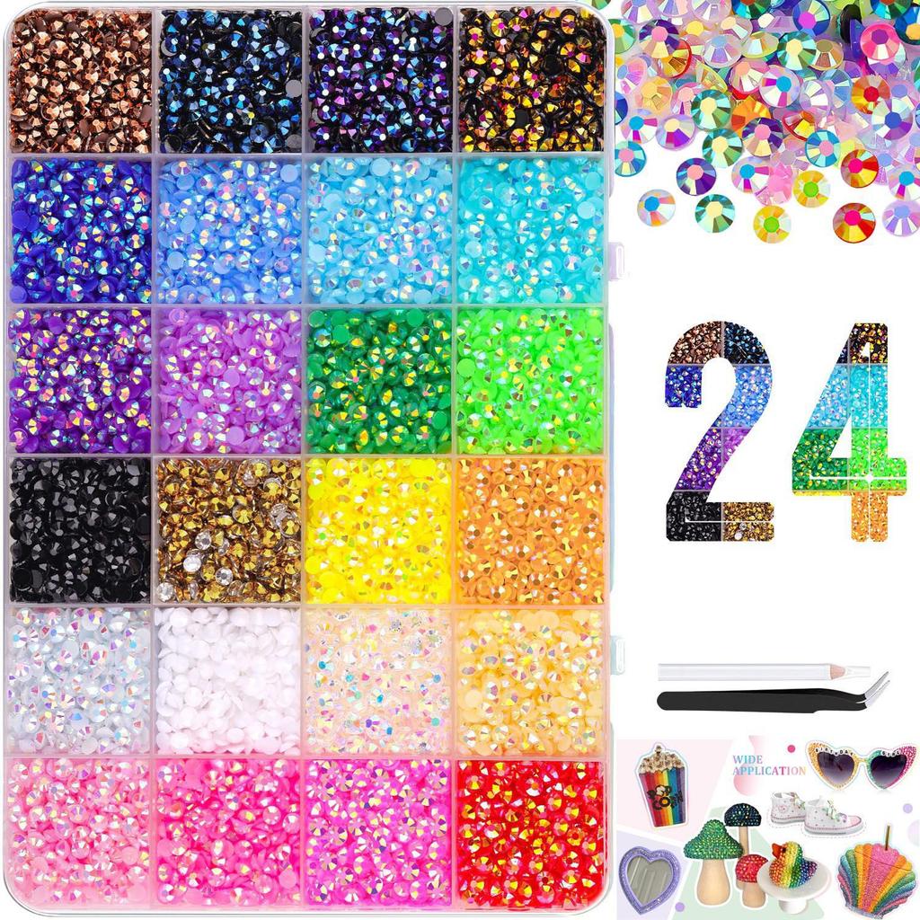 Strass colorati in resina da 3 mm: 40 Colori AB e Gelatina per Abbigliamento Fai-da-Te, Nail Art e Telefoni
