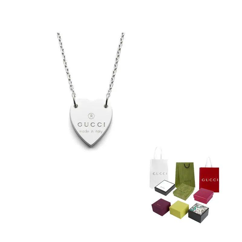 Gucci Trademark Heart Necklace Silver YBB223512001