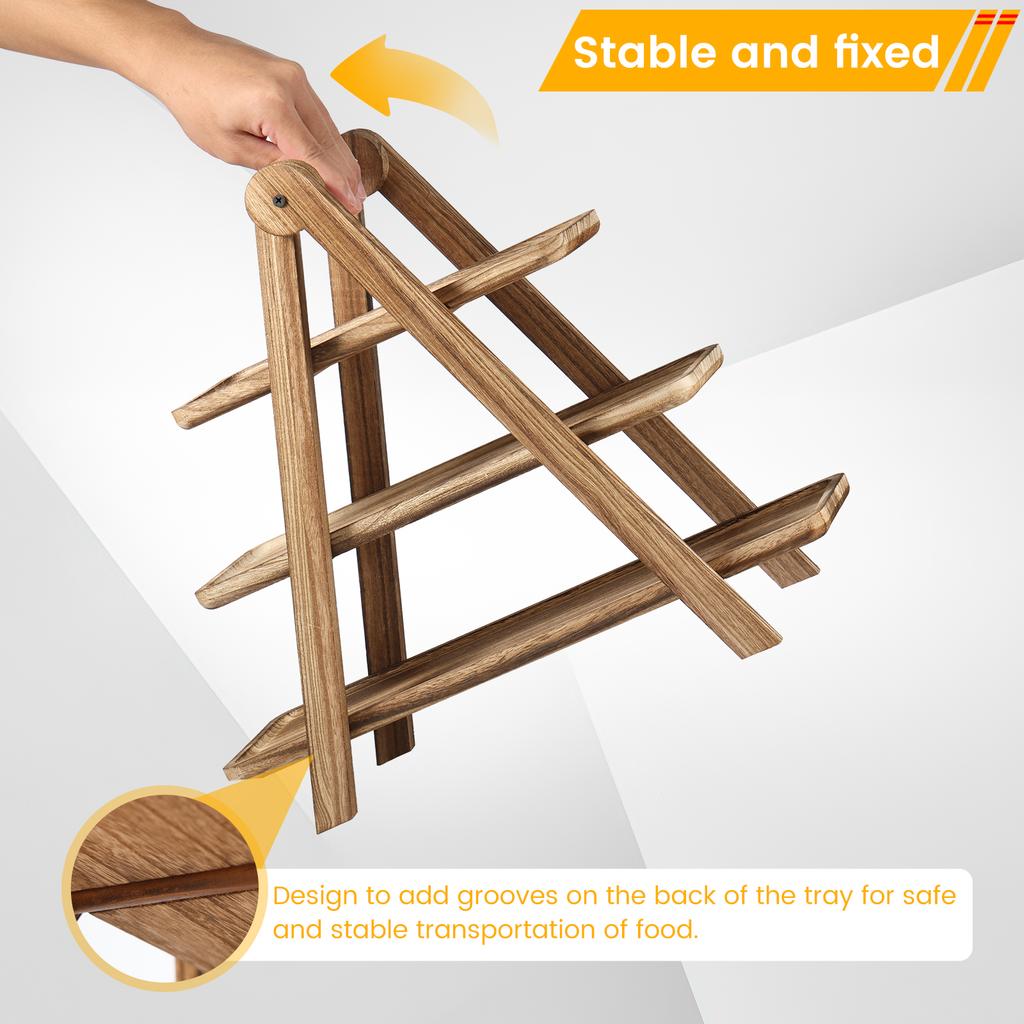 3 Layer Food Storage Tray Wooden Multifunctional Display Rack Cupcake Layered Tray Store Shelf Non Deformable for Display Dishes