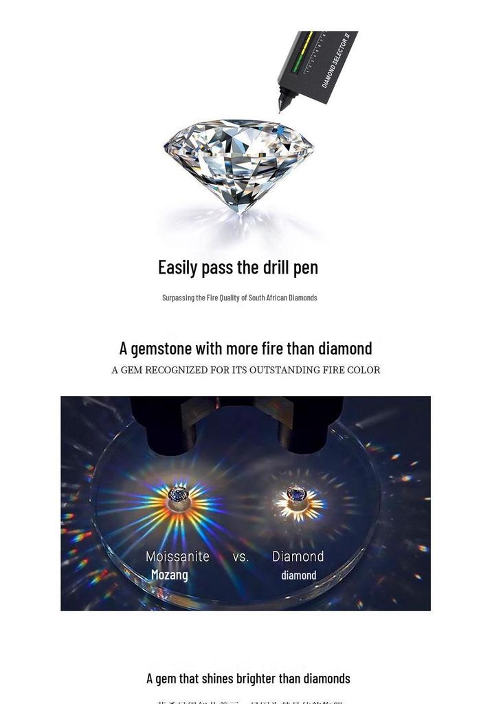 Men's Retro Hip Hop Moissanite Ring - S925 Sterling Silver, 3 Carat Trendy Fashion Jewelry
