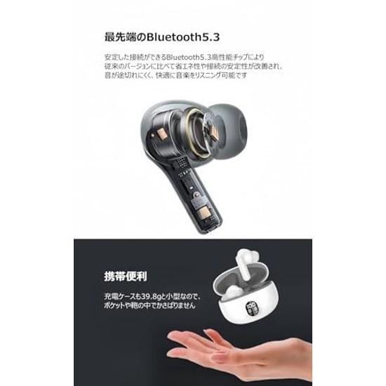 Bluetooth Earphones Wireless 2025 Model Hi-Fi Sound Quality Long Battery Life Microphone ENC Noise Cancelling LED Display Automatic Pairing Instant
