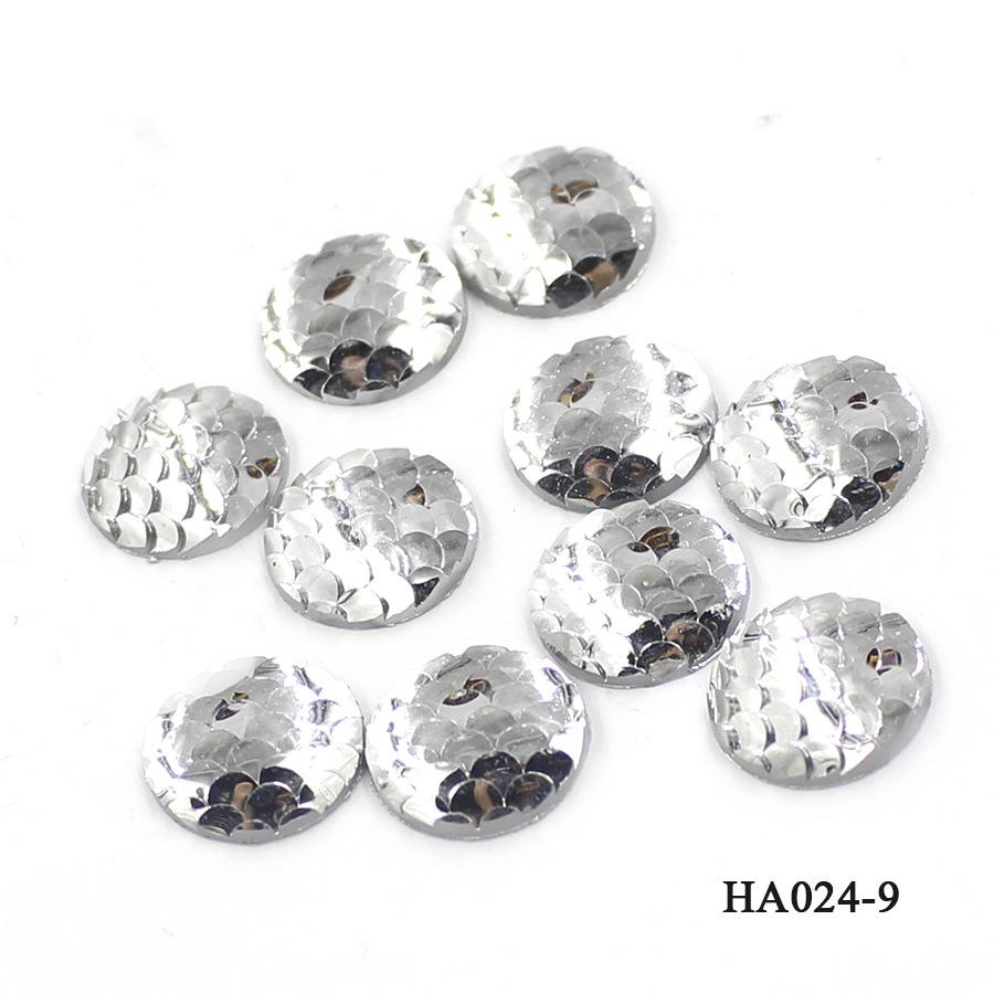 16MM DIY Jewelry Flat Resin Rhinestones: Round Fish Scale AB Color Patches