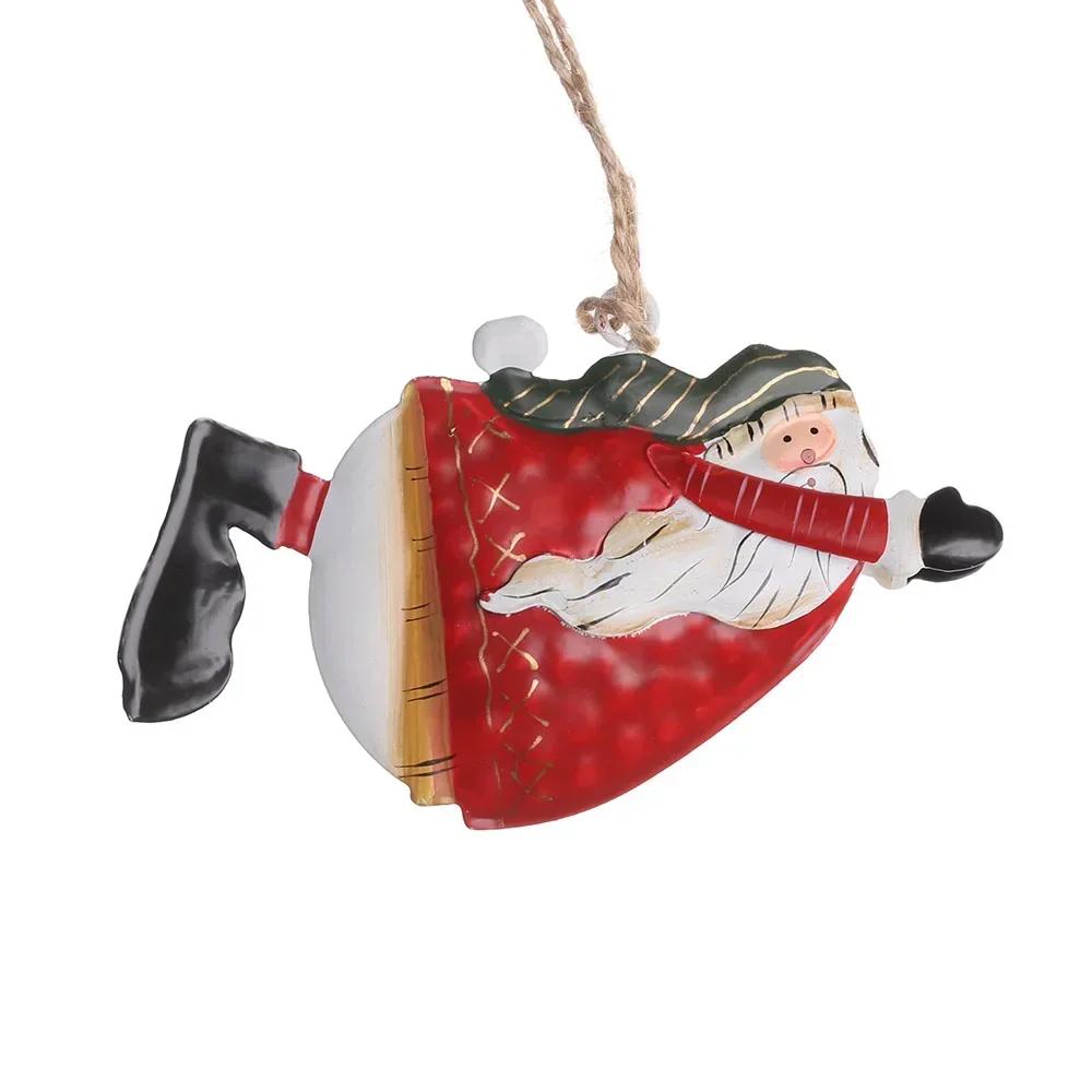 Retro Metal Festival Supply Xmas Tree Embellishment Cartoon Angel Christmas Decorations Santa Claus Hanging Pendants