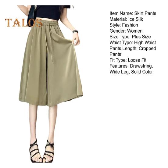 Dámské sukně Kalhoty Elastický pas Nastavitelná šňůrka Ledové Hedvábí Kalhoty Jednobarevné Volný střih Culottes