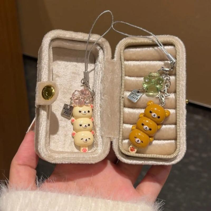 Bear Cute Phone Charms Pendant Cute Kawaii Anime Keychain Accessories For Keys Schoolbag Iphone 17Promax Airpods Ins Korea New Y2K